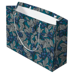 Blueberry garden, blue and grey large gift bag