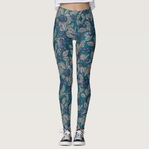 Blueberry garden, blue and grey leggings