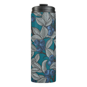 Blueberry garden, blue and grey thermal tumbler