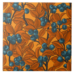Blueberry garden, blue and orange tile