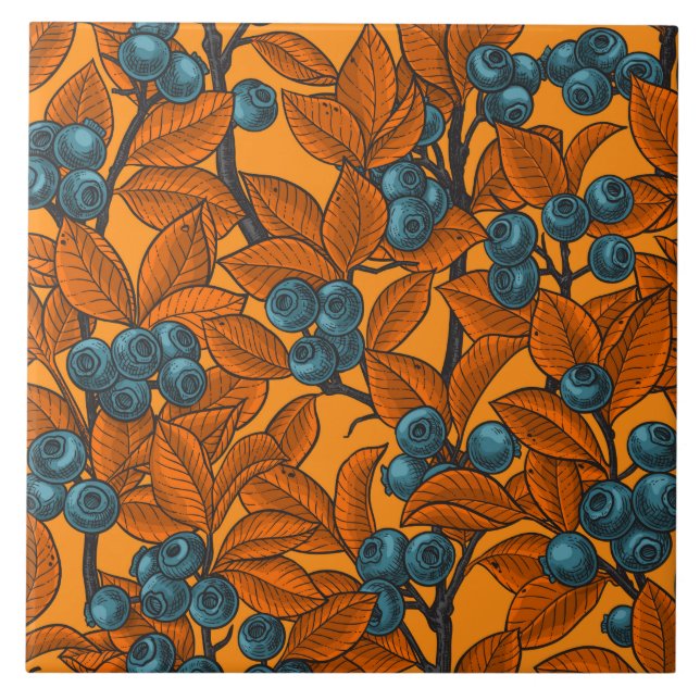 Blueberry garden, blue and orange tile (Front)