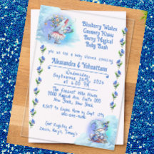 Blueberry Gnomes Baby shower Acrylique Invitation
