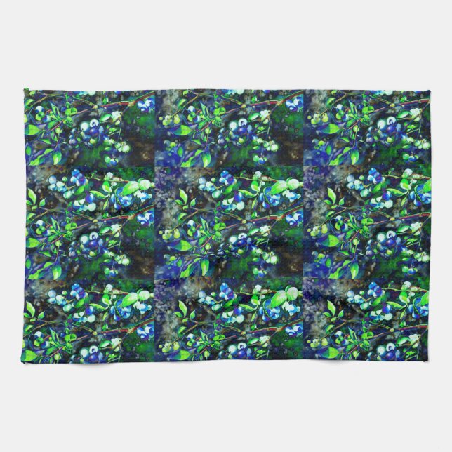 Blueberry - green hue kitchen towel (Horizontal)
