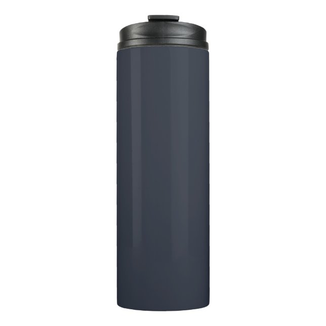 Blueberry Indigo Solid Colour Print, Blue Black Thermal Tumbler (Front)