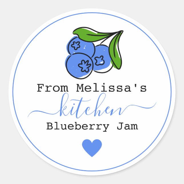 Blueberry Jam Homemade From The Kitchen Of    Clas Classic Round Sticker (Front)