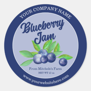 Blueberry Jam Label Custom Sticker