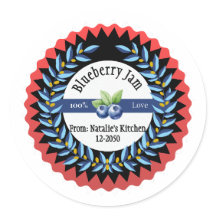Blueberry Jam Made With Love Modern Blue Round Sti