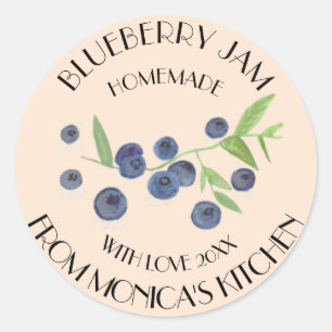Blueberry Jam Watercolor Fruit Kitchen Label
