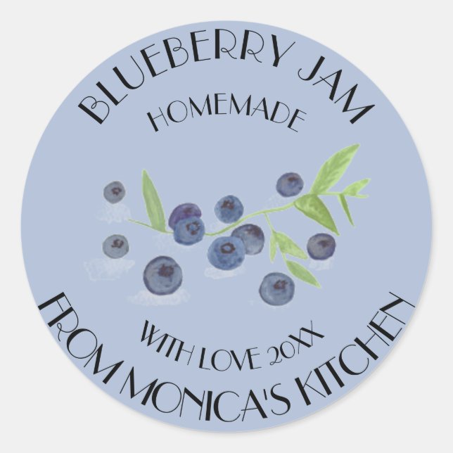 Blueberry Jam Watercolor Fruit Kitchen Label (Front)
