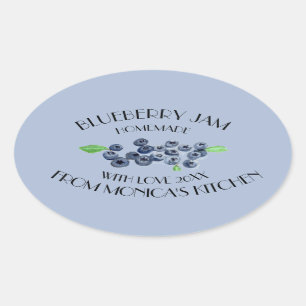 Blueberry Jam Watercolor Fruit Kitchen Oval Sticker