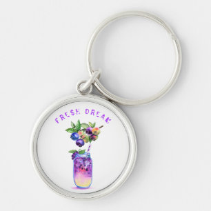 Blueberry Juice Cool Drink Fruits Keychain