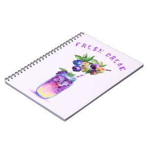 Blueberry Juice Cool Drink Fruits Notebook