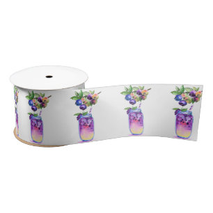 Blueberry Juice Cool Drink Fruits Ribbon Satin Ribbon