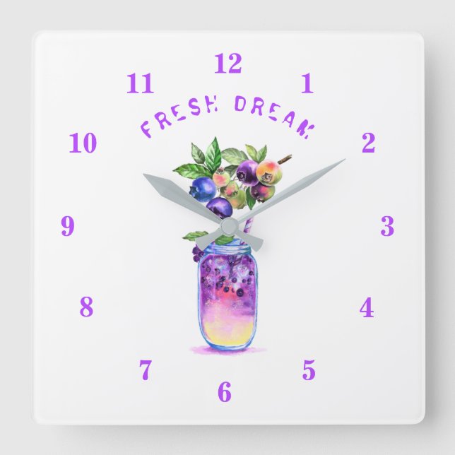 Blueberry Juice Cool Drink Summer Wall Clock (Front)