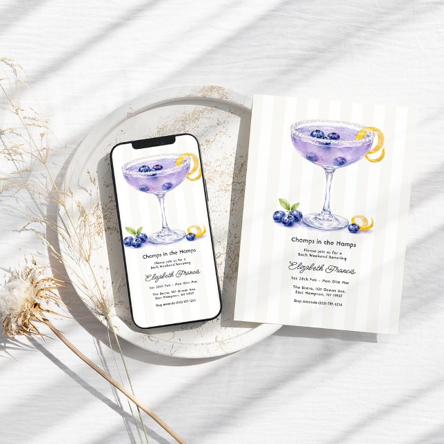Blueberry Martini Hamptons Bachelorette Weekend Invitation (Blueberry Martini Hamptons Bachelorette Weekend Invitation)