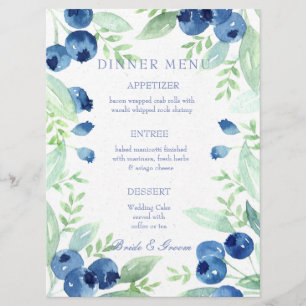 Blueberry Midsummer Rustic Berry Wedding Menu