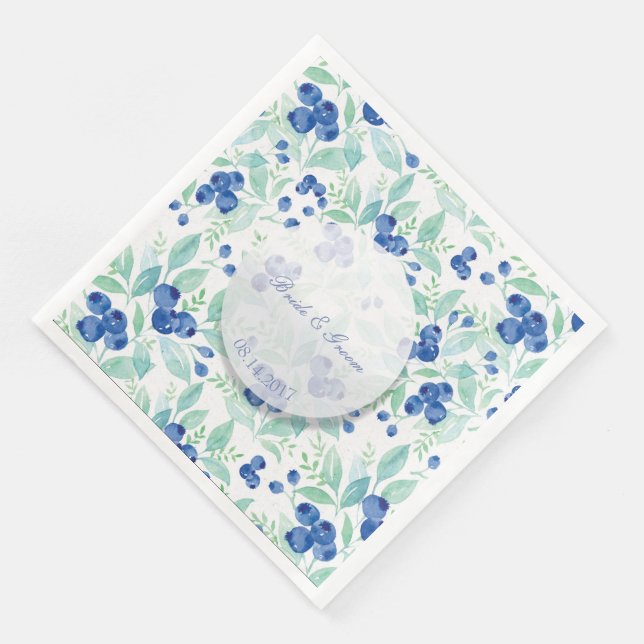 Blueberry Midsummer Rustic Berry Wedding Napkin (Corner)