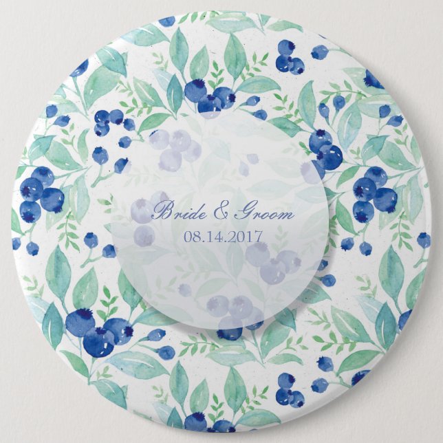 Blueberry Midsummer Rustic Wedding 6 Inch Round Button (Front)