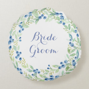 Blueberry Midsummer Rustic Wedding Forever Round Pillow