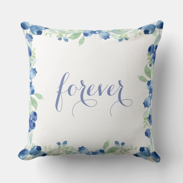 Blueberry Midsummer Rustic Wedding Forever Throw Pillow (Front)