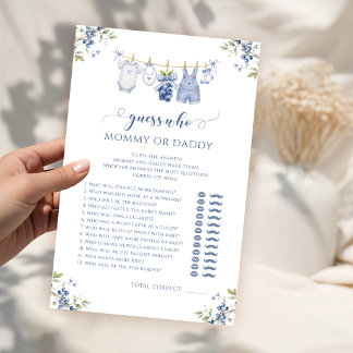 Blueberry Mommy or Daddy Baby Boy Shower Games