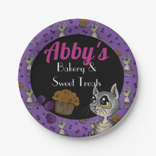 Blueberry Muffin Bloop Cat Custom Bakery Paper Plate