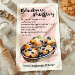 Blueberry Muffin Recipe Personalized Kitchen Towel<br><div class="desc">Brighten up your kitchen with this personalized Blueberry Muffin Recipe kitchen towel. Perfect for bakers and muffin lovers, this towel features a delicious blueberry muffin recipe and can be customized with your name or a special message. A beautiful and functional addition to any kitchen, making it a great keepsake or...</div>