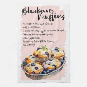 Blueberry Muffins Baking Recipe Kitchen Towel