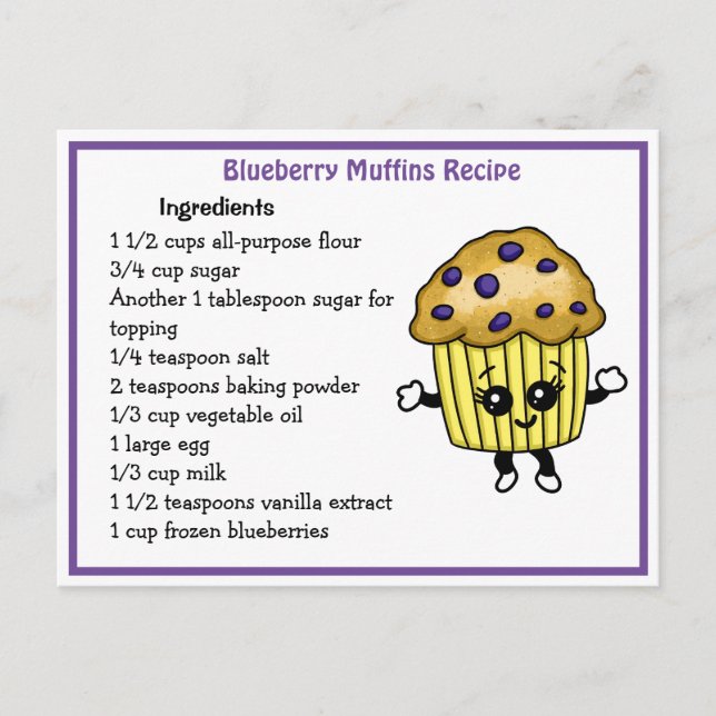 Blueberry Muffins Recipe Card (Front)