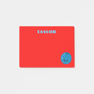 Blueberry on a red background post-it notes