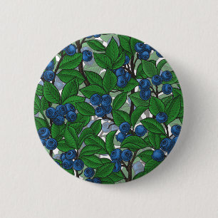 Blueberry on white 2 inch round button