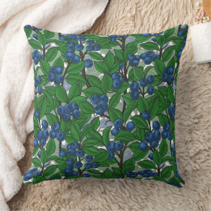Blueberry on white throw pillow