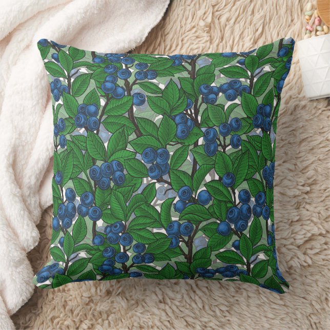Blueberry on white throw pillow (Blanket)