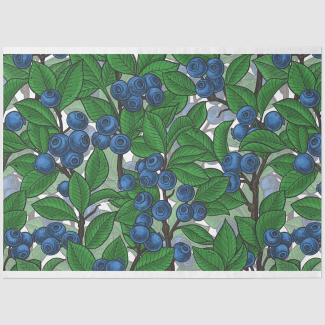 Blueberry on white tissue paper (Front)