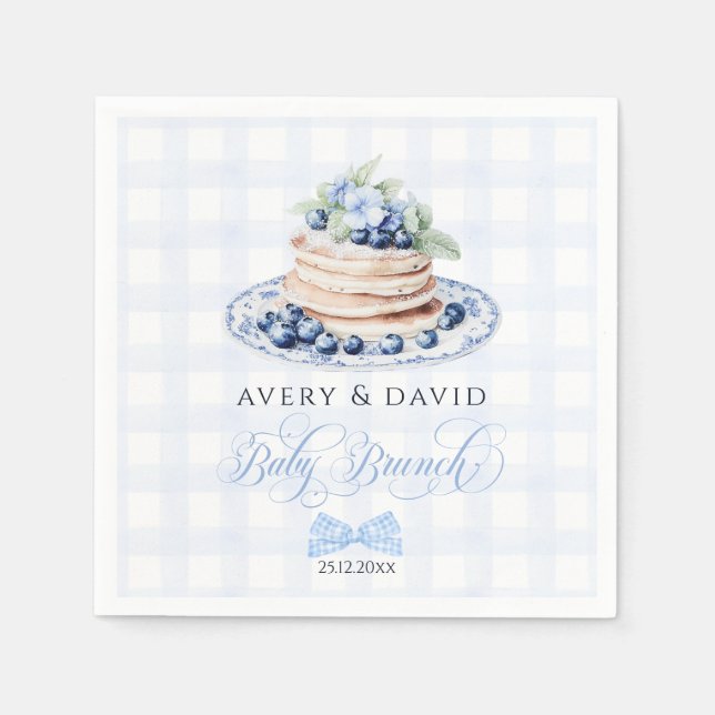 Blueberry Pancake Baby Brunch Baby Shower Boy  Napkin (Front)