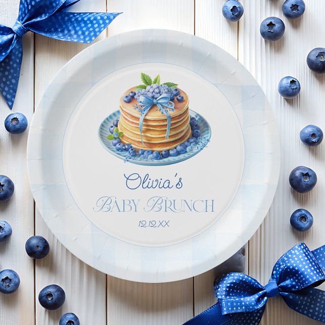 Blueberry Pancake Baby Brunch Baby Shower Paper Plate (Creator Uploaded)