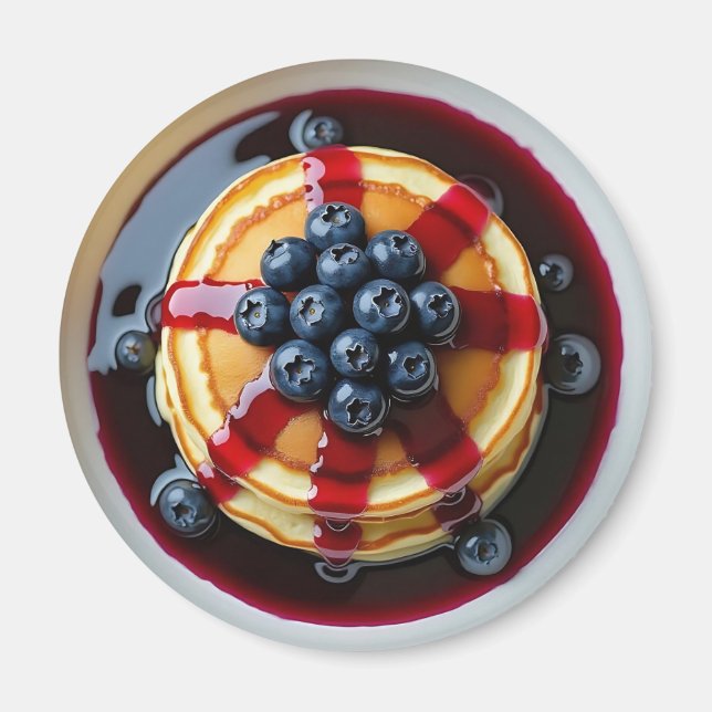 Blueberry Pancakes Realistic Food Magnet (Front)