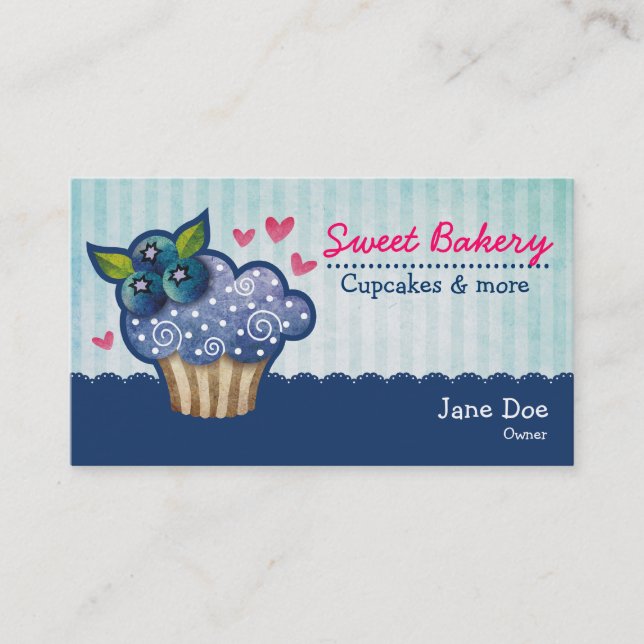 Blueberry Passion Cupcake Business Cards (Front)