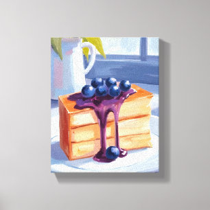 Blueberry Pastry Dessert Cake Watercolor Canvas Print