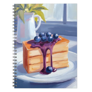 Blueberry Pastry Dessert Cake Watercolor Notebook