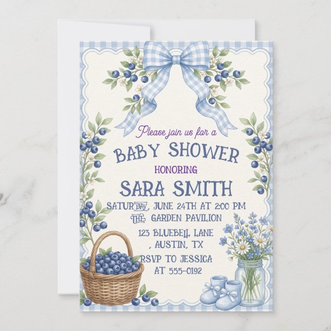 Blueberry Patch Baby Sprinkle Invitation (Front)