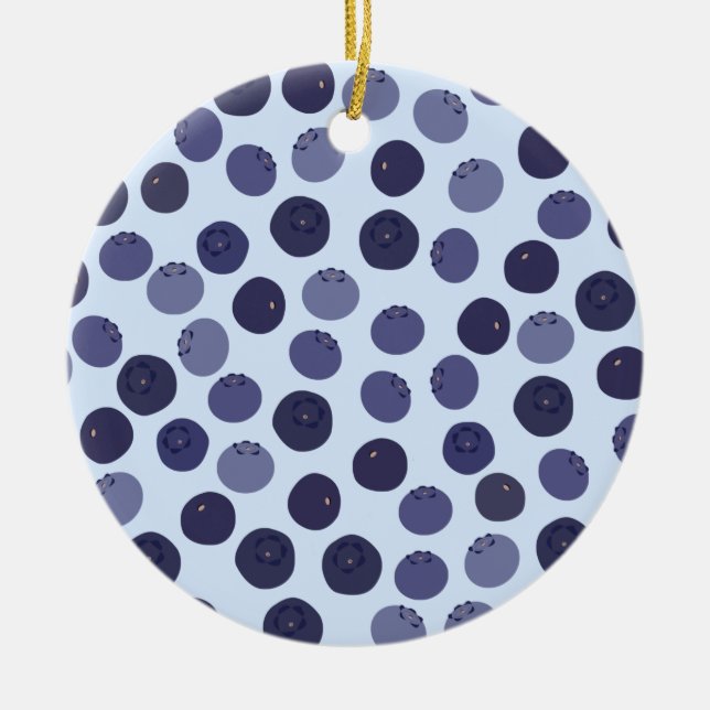 Blueberry Pattern Ceramic Ornament (Front)