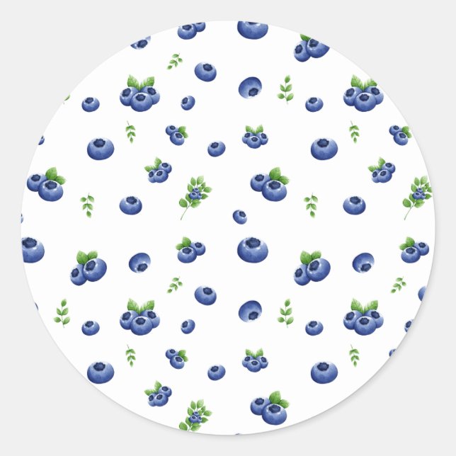Blueberry Pattern Classic Round Sticker (Front)