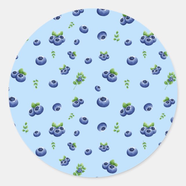 Blueberry Pattern Classic Round Sticker (Front)
