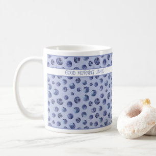 Blueberry pattern on the blue personalized mug