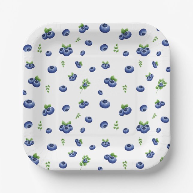 Blueberry Pattern Paper Plate (Front)