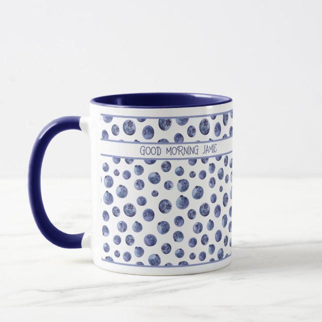 Blueberry pattern personalized mug (Left)