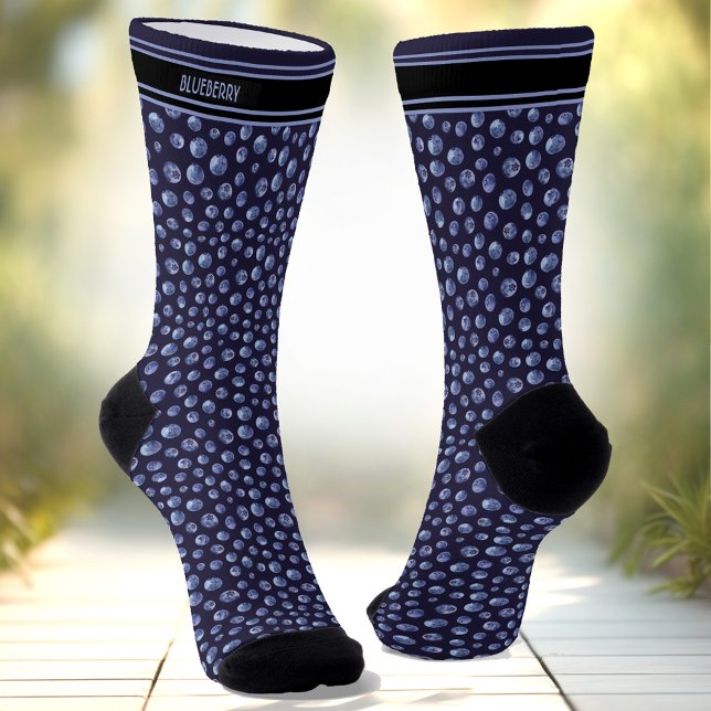 Blueberry Pattern Personalized Name Blue Socks (Blueberry Pattern Personalized Name Blue Socks)