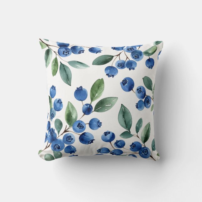Blueberry pattern throw pillow (Front)