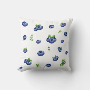 Blueberry Pattern Throw Pillow